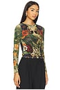 view 2 of 4 Delaina Printed Mesh Long Sleeve Crop Top in Forbidden Forest