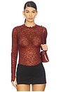 view 1 of 5 Taeyn Lace Crew Neck Bodysuit in Oxblood
