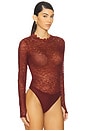 view 3 of 5 Taeyn Lace Crew Neck Bodysuit in Oxblood
