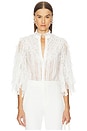 view 1 of 4 Rheba Lace Ruffle Sleeve Top in Off White