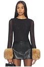 view 1 of 4 Delaina Crop Top With Removeable Faux Fur Cuff in Black