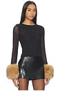 view 2 of 4 Delaina Crop Top With Removeable Faux Fur Cuff in Black