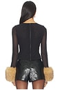 view 3 of 4 Delaina Crop Top With Removeable Faux Fur Cuff in Black