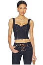 view 1 of 4 Ava Sweetheart Denim Bustier in Dark Rinse