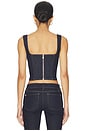 view 3 of 4 Ava Sweetheart Denim Bustier in Dark Rinse