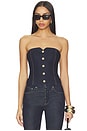 view 1 of 4 Kelcey Denim Strapless Vest Top in Dark Rinse