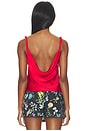 view 3 of 4 Monique Twist Strap Cowl Neck Tank in Chili Pepper
