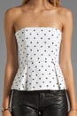 view 3 of 4 Sinclair Strapless Peplum Top in Black/White Dot in Black & White Dot