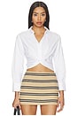 view 1 of 4 Phebe Twist Longesleeve Cropped Blouse in Off White