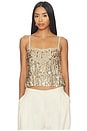 view 1 of 5 Nicolette Allover Sequin Tank in Sand & Gold