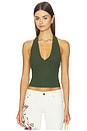 view 1 of 4 Pearl Pointelle Tie Back Halter Top in Dark Fern