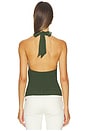 view 3 of 4 Pearl Pointelle Tie Back Halter Top in Dark Fern