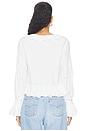 view 3 of 4 Skye Lace Applique V Neck Ruffle Cropped Blouse in Off White