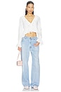 view 4 of 4 Skye Lace Applique V Neck Ruffle Cropped Blouse in Off White