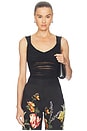 view 1 of 5 Renee Sheer Soft V Neck Ruched Tank Bodysuit in Black