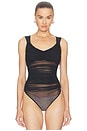 view 2 of 5 Renee Sheer Soft V Neck Ruched Tank Bodysuit in Black