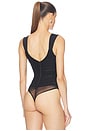 view 4 of 5 Renee Sheer Soft V Neck Ruched Tank Bodysuit in Black