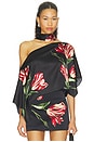 view 1 of 6 Rita Ots Draped Cropped Top With Scarf in Soft Tulip Black