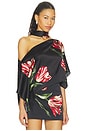 view 3 of 6 Rita Ots Draped Cropped Top With Scarf in Soft Tulip Black