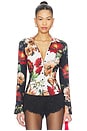 view 1 of 4 FITTED NIPPED WAIST BUTTON DOWN TOP FREYA  in Floral Radiance