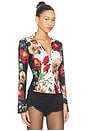 view 2 of 4 FITTED NIPPED WAIST BUTTON DOWN TOP FREYA  in Floral Radiance