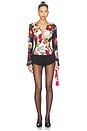 view 5 of 4 FITTED NIPPED WAIST BUTTON DOWN TOP FREYA  in Floral Radiance