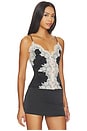 view 2 of 5 Julieta Cutaway Lace Slip Top in Black & Chino
