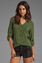 view 1 of 5 Colby Rolled Sleeve Draped Button Down Top in Deep Ivy
