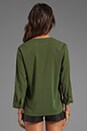 view 2 of 5 Colby Rolled Sleeve Draped Button Down Top in Deep Ivy
