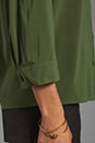 view 4 of 5 Colby Rolled Sleeve Draped Button Down Top in Deep Ivy