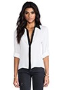 view 2 of 8 Darma Black Detail Flare Blouse in White