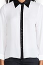 view 5 of 8 Darma Black Detail Flare Blouse in White