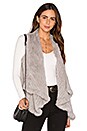 view 1 of 4 Draped Rabbit Fur Vest in Light Grey