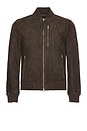 view 1 of 3 Kemble Suede Bomber in Soot Grey