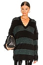 view 1 of 5 Lou Sparkle Sweater in Black & Forest Green