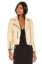 view 1 of 4 Balfern Leather Biker Jacket in Pale Yellow