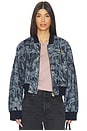 view 1 of 6 Kaytra Denim Bomber in Printed Indigo