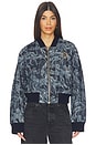view 2 of 6 Kaytra Denim Bomber in Printed Indigo