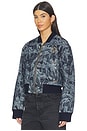 view 3 of 6 Kaytra Denim Bomber in Printed Indigo