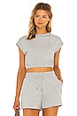 view 1 of 4 Dreamy Crop Short Sleeve Top in Dove Grey