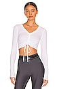 view 1 of 4 Ribbed Cinch Cropped Top in White