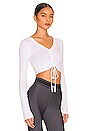 view 2 of 4 Ribbed Cinch Cropped Top in White