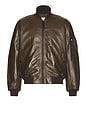 view 3 of 6 Leather MA-1 Flight Jacket in Espresso