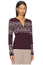 view 2 of 4 Yvette II Henley Sweater in Dark Cherry