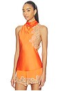 view 3 of 5 Rose Top in Vivid Orange & Pale Blush
