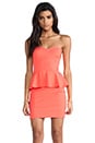 view 1 of 5 Strapless Peplum Dress in Neon Orange