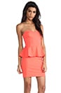 view 2 of 5 Strapless Peplum Dress in Neon Orange