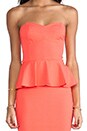 view 5 of 5 Strapless Peplum Dress in Neon Orange