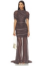 view 1 of 4 ROBE DE SOIRÉE EVIANNA in Chocolate Brown Polka Dot