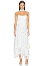 view 1 of 3 Monterey Dress With Scarf in Ivory & Powder Blue Dot